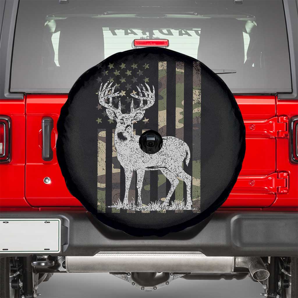 Deer Hunting American Camouflage Flag Spare Tire Cover TS10 Black Print Your Wear