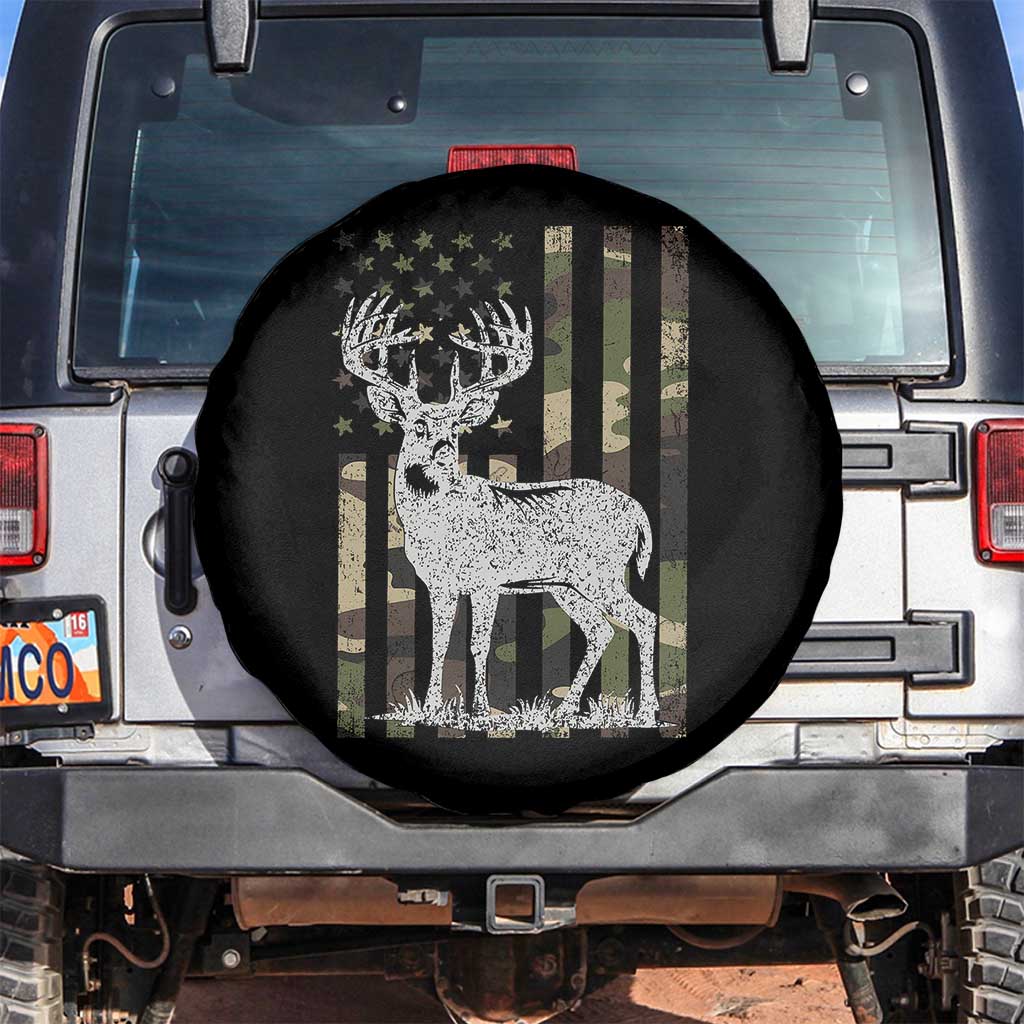 Deer Hunting American Camouflage Flag Spare Tire Cover TS10 No hole Black Print Your Wear