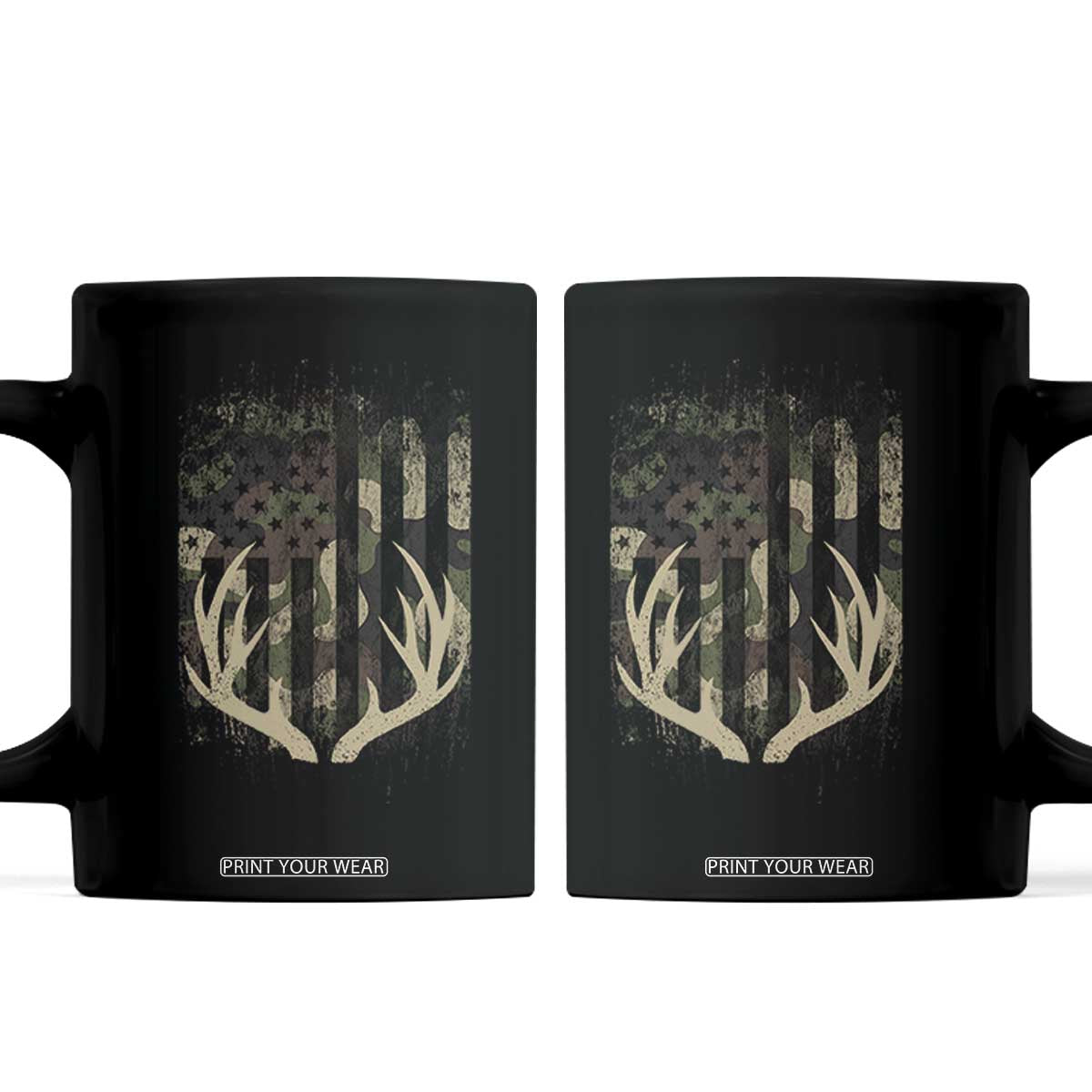 Deer Hunting American Flag Coffee Mug TS10 Black Print Your Wear