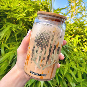 Deer Hunting American Flag Glass Can TS10 Print Your Wear