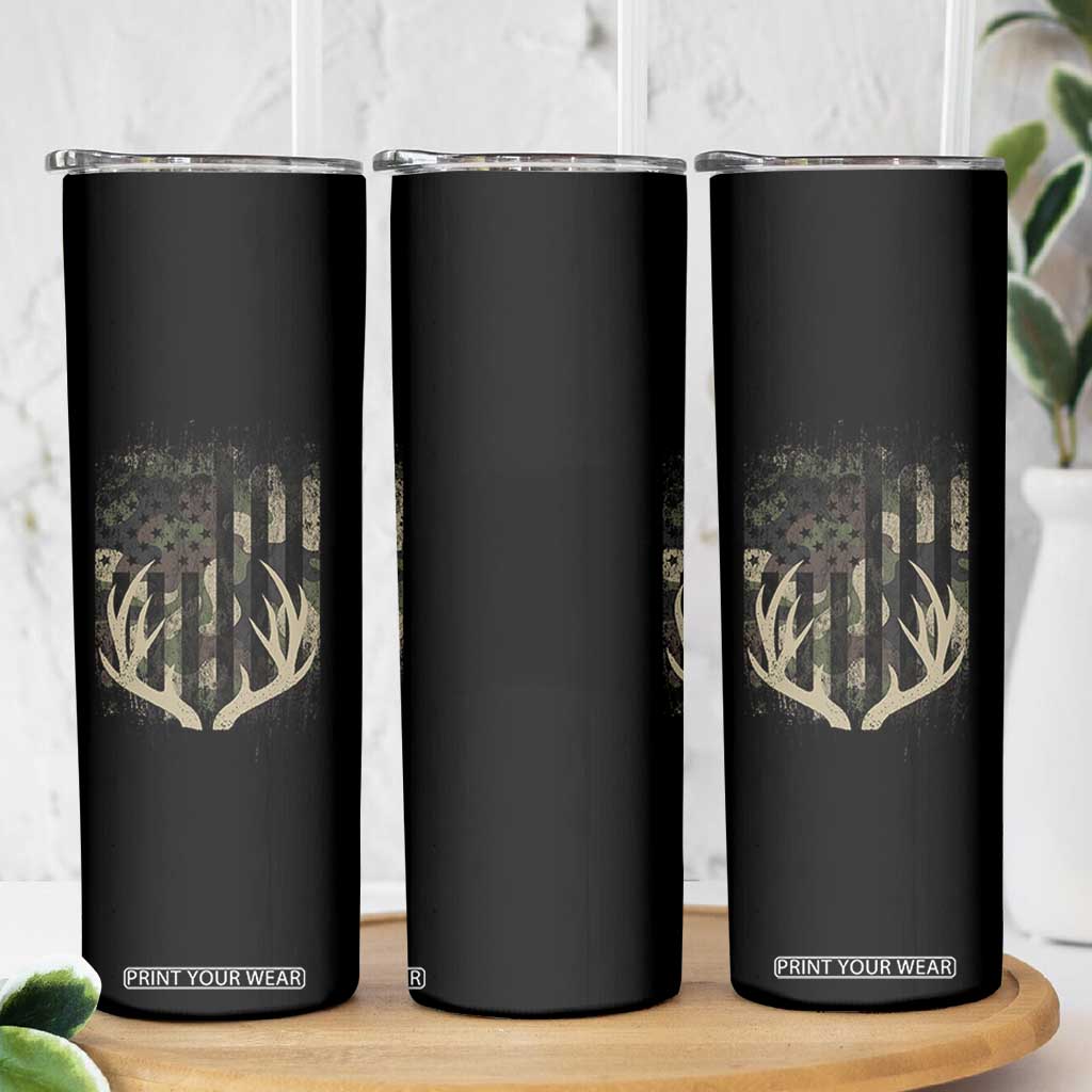 Deer Hunting American Flag Skinny Tumbler TS10 Print Your Wear