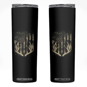 Deer Hunting American Flag Skinny Tumbler TS10 Black Print Your Wear