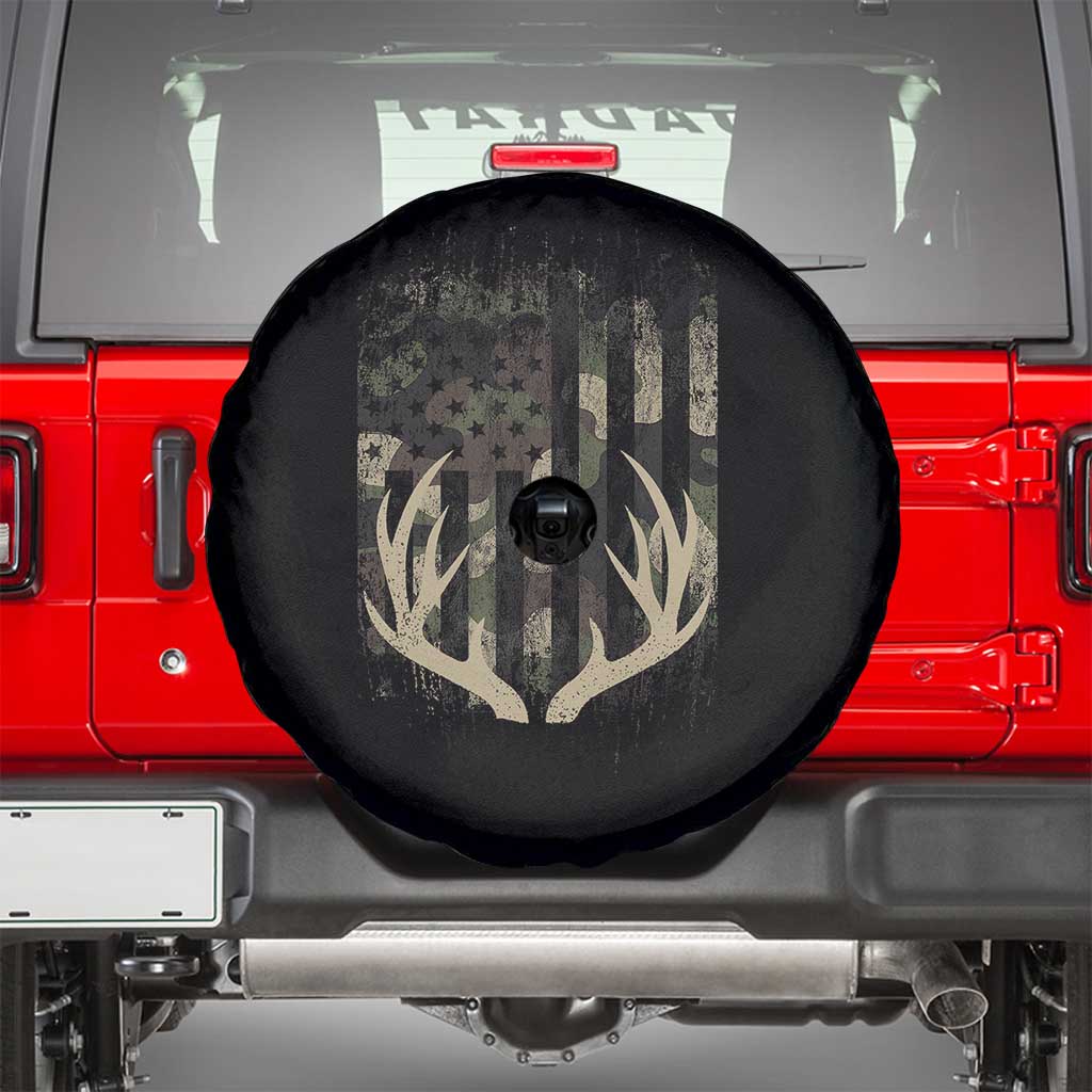 Deer Hunting American Flag Spare Tire Cover TS10 Black Print Your Wear
