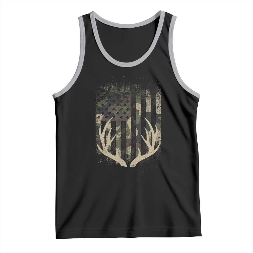 Deer Hunting American Flag Tank Top TS10 Black Athletic Heather Print Your Wear