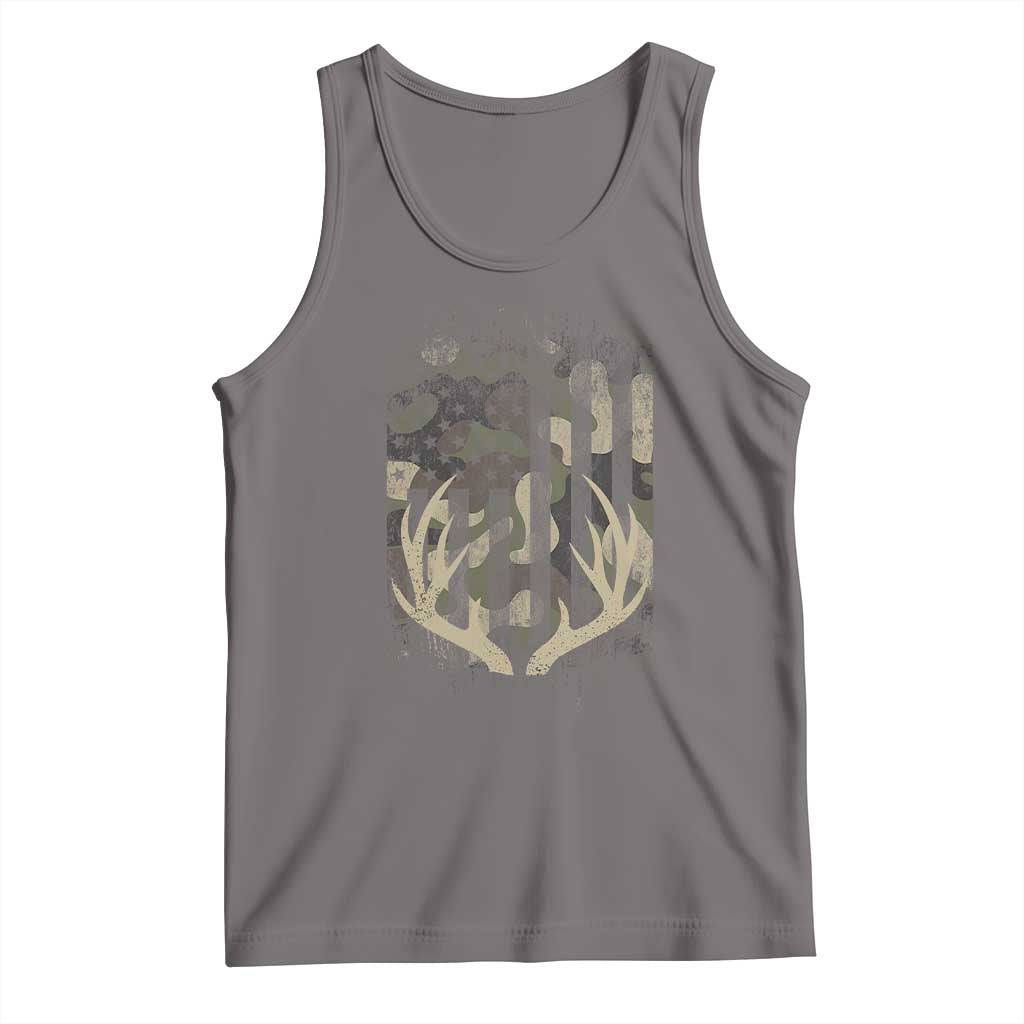 Deer Hunting American Flag Tank Top TS10 Deep Heather Print Your Wear