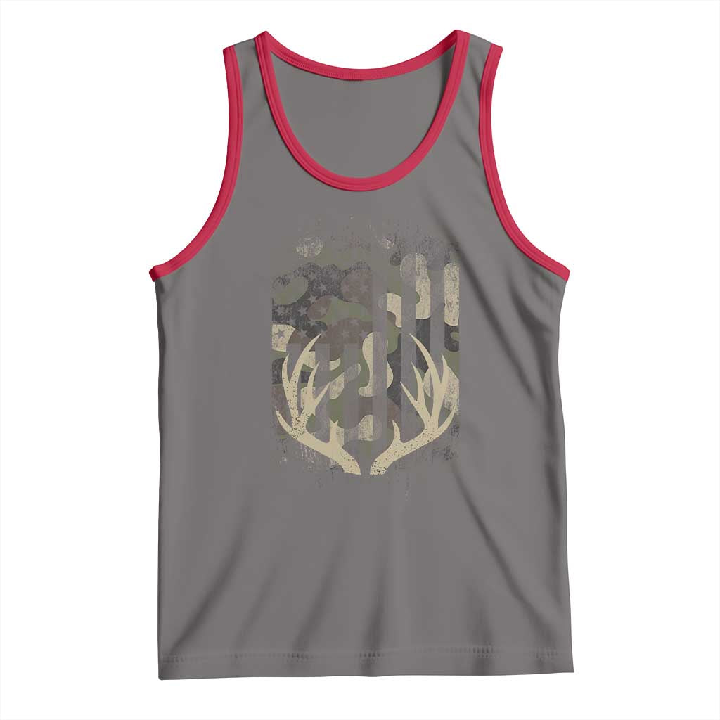 Deer Hunting American Flag Tank Top TS10 Deep Heather Red Print Your Wear