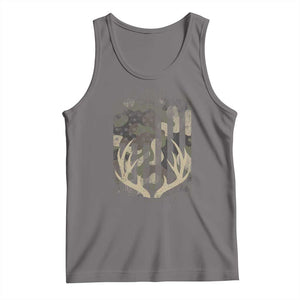 Deer Hunting American Flag Tank Top TS10 Deep Heather Print Your Wear