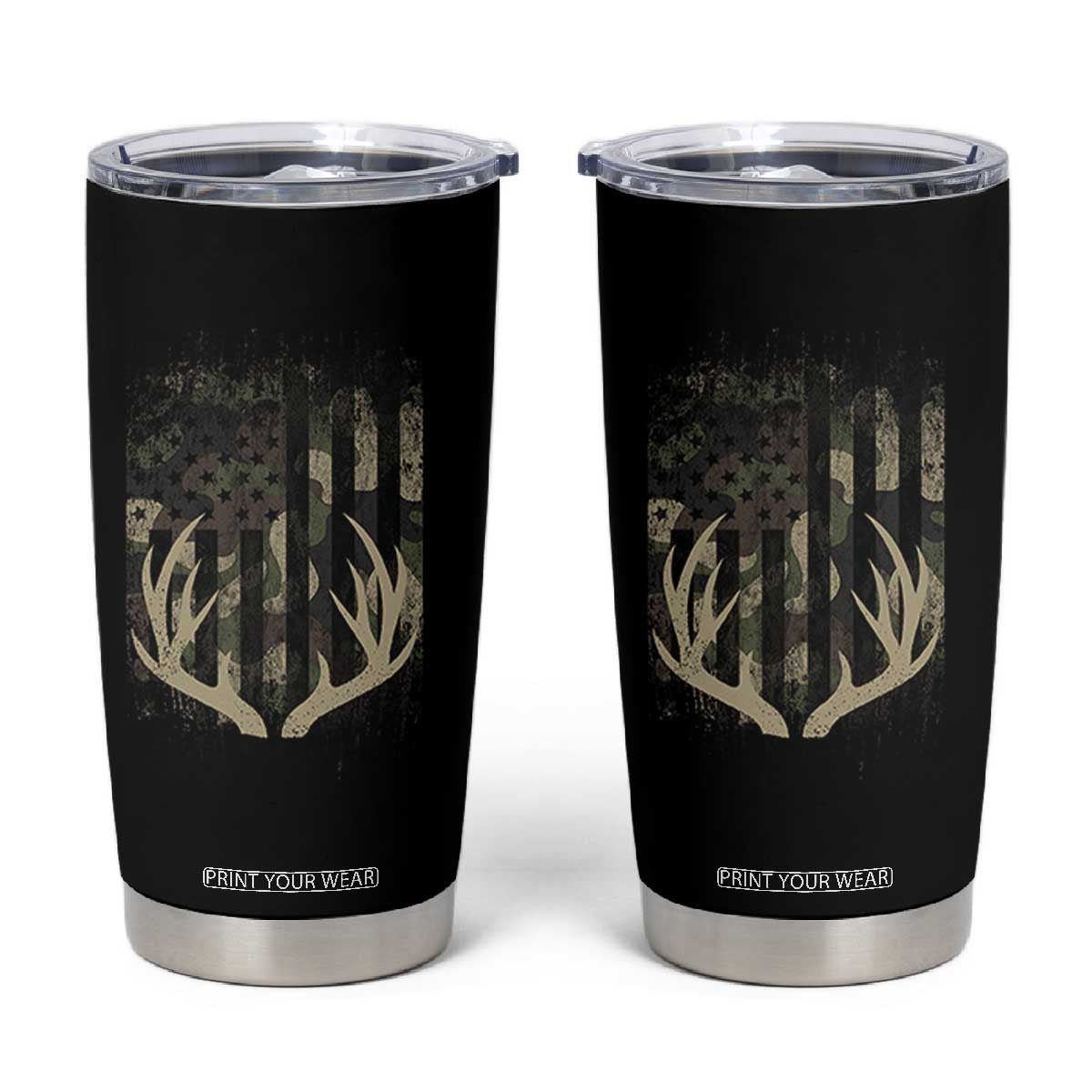 Deer Hunting American Flag Tumbler Cup TS10 Black Print Your Wear