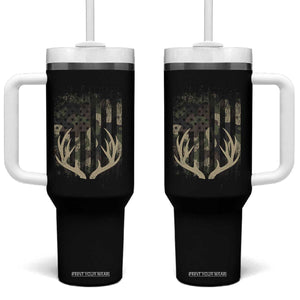 Deer Hunting American Flag Tumbler With Handle TS10 One Size: 40 oz Black Print Your Wear