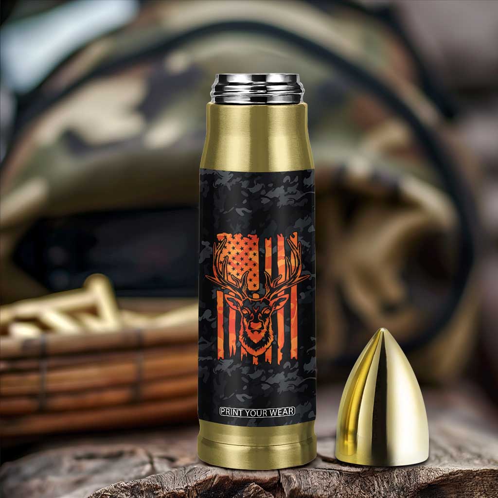 Deer Hunting Bullet Tumbler I'd Rather Be In the Woods Camo American Flag TB10 Print Your Wear