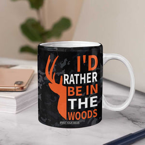 Deer Hunting Coffee Mug I'd Rather Be In the Woods Camo American Flag TB10 Print Your Wear