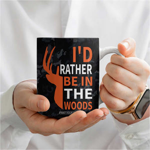 Deer Hunting Coffee Mug I'd Rather Be In the Woods Camo American Flag TB10 Print Your Wear