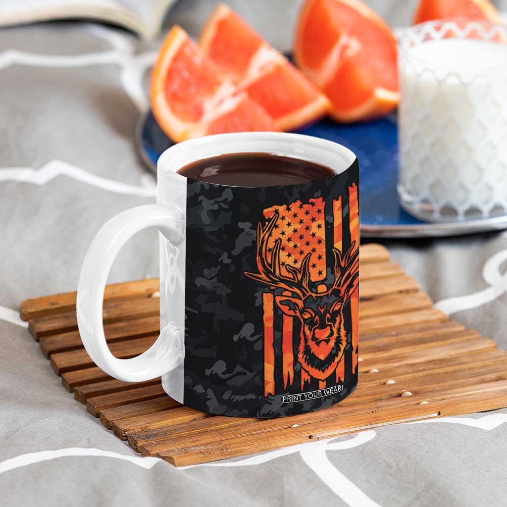 Deer Hunting Coffee Mug I'd Rather Be In the Woods Camo American Flag TB10 Print Your Wear