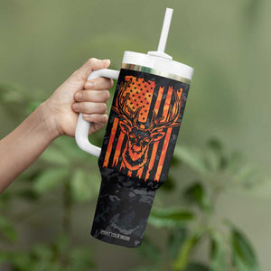 Deer Hunting Tumbler With Handle I'd Rather Be In the Woods Camo American Flag TB10 Print Your Wear