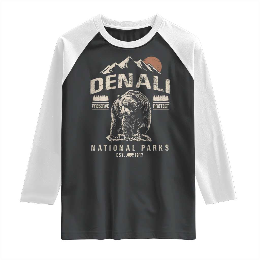 Denali National Park Raglan Shirt Alaska Mountain Mountain Camping Hiking Mountaineering TS10 Black White Print Your Wear