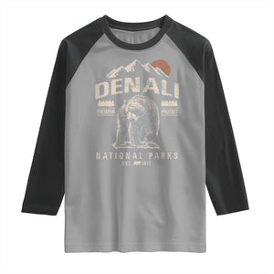Denali National Park Raglan Shirt Alaska Mountain Mountain Camping Hiking Mountaineering TS10 Sport Gray Black Print Your Wear