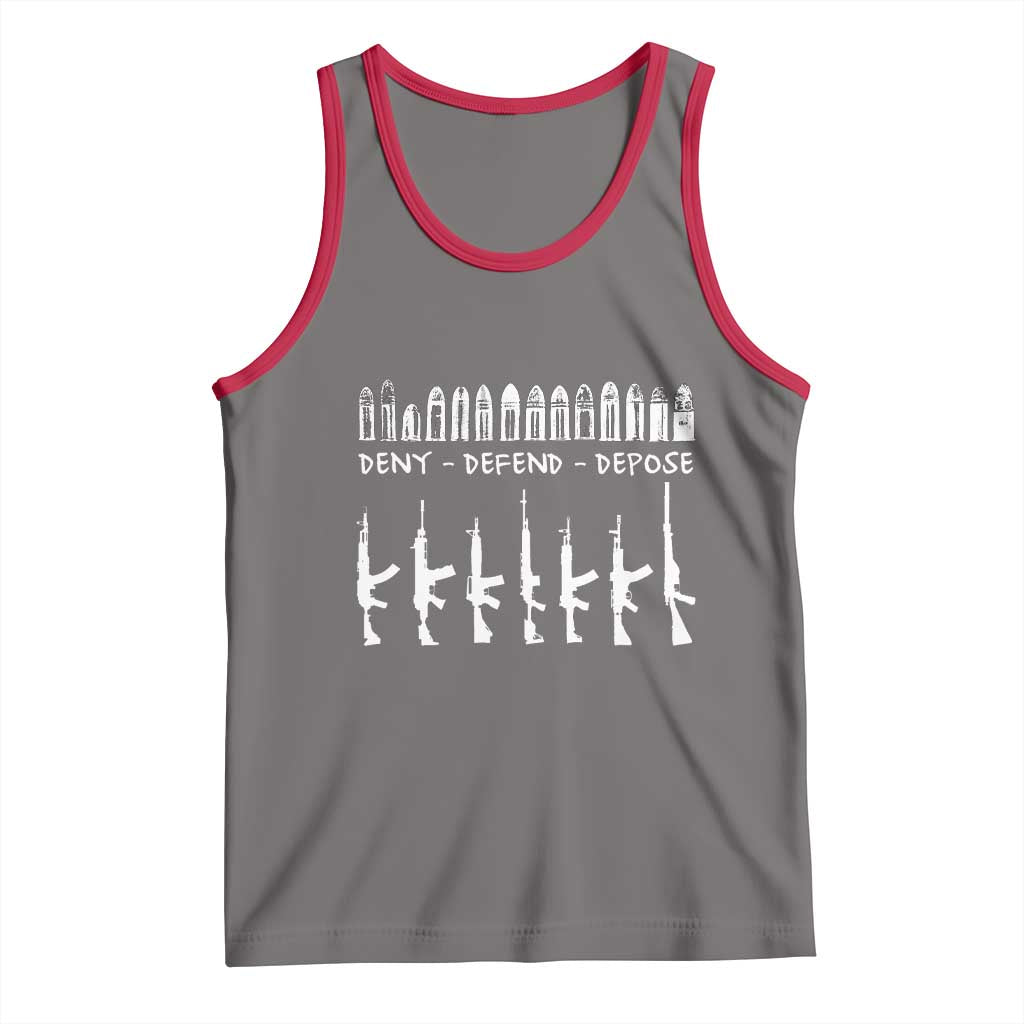 Deny Defend Depose Tank Top Capitalism Revolution Morale Gun Lover TS10 Deep Heather Red Print Your Wear