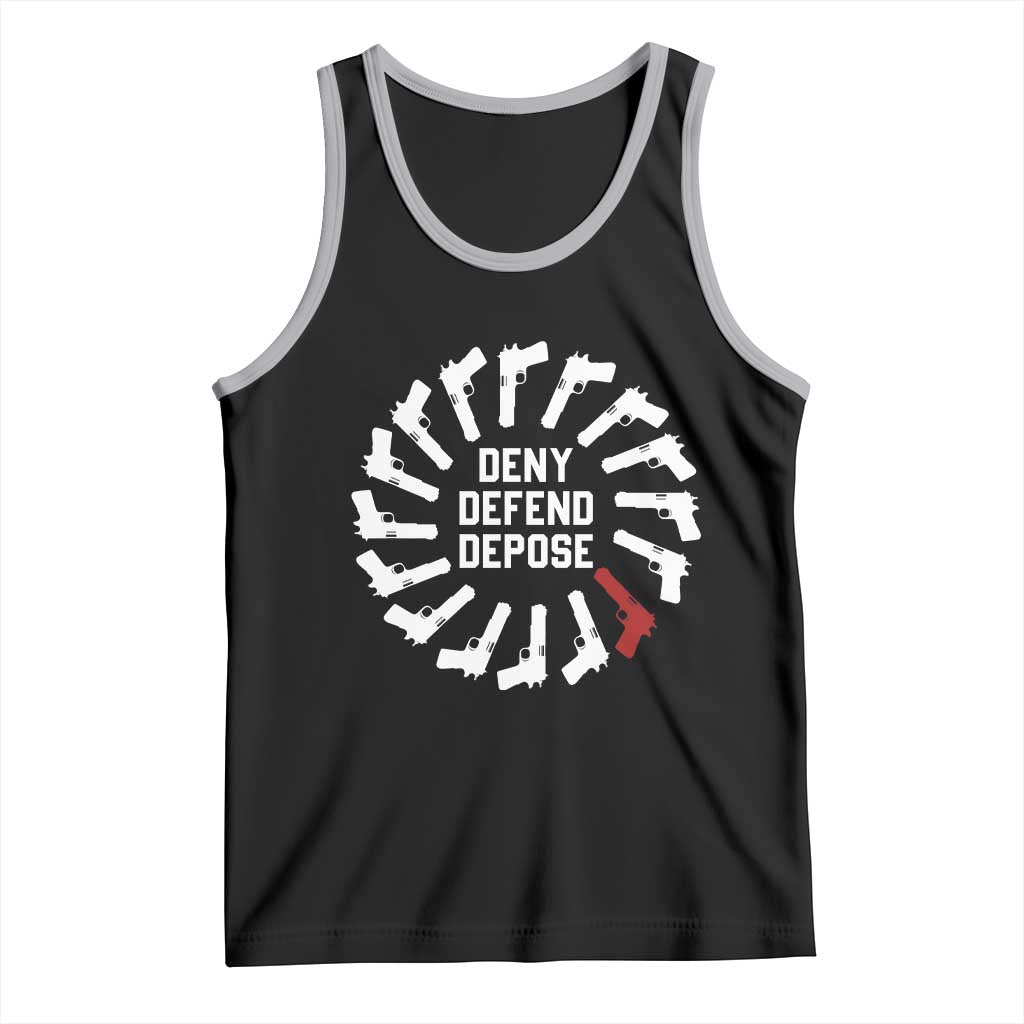 Deny Defend Depose Tank Top Meme Capitalism Revolution Morale Gun Lover TS10 Black Athletic Heather Print Your Wear