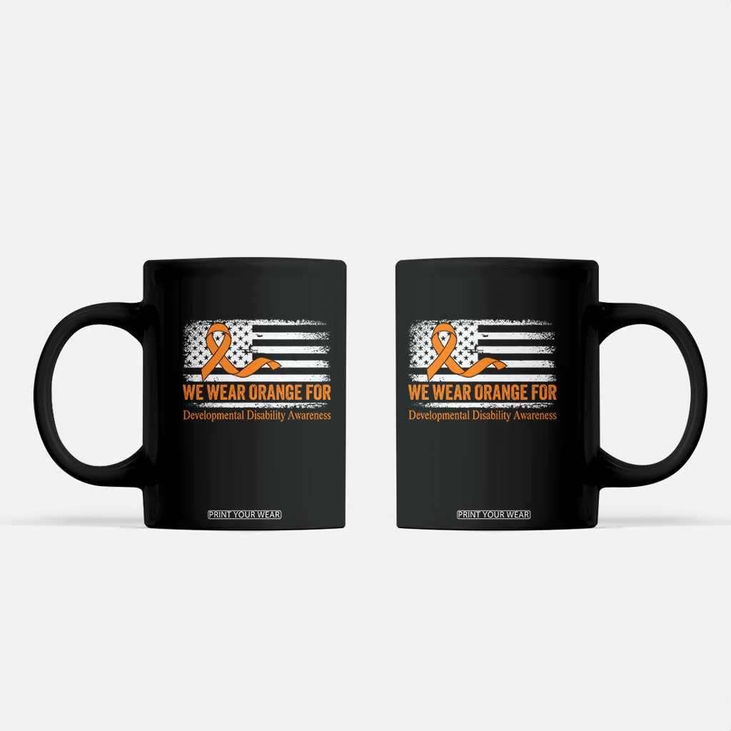 Developmental Disability Awareness Coffee Mug US American Flag We Wear Orange TS02 Black Print Your Wear