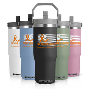 Developmental Disability Awareness Flip Straw Tumbler US American Flag We Wear Orange TS02 Print Your Wear