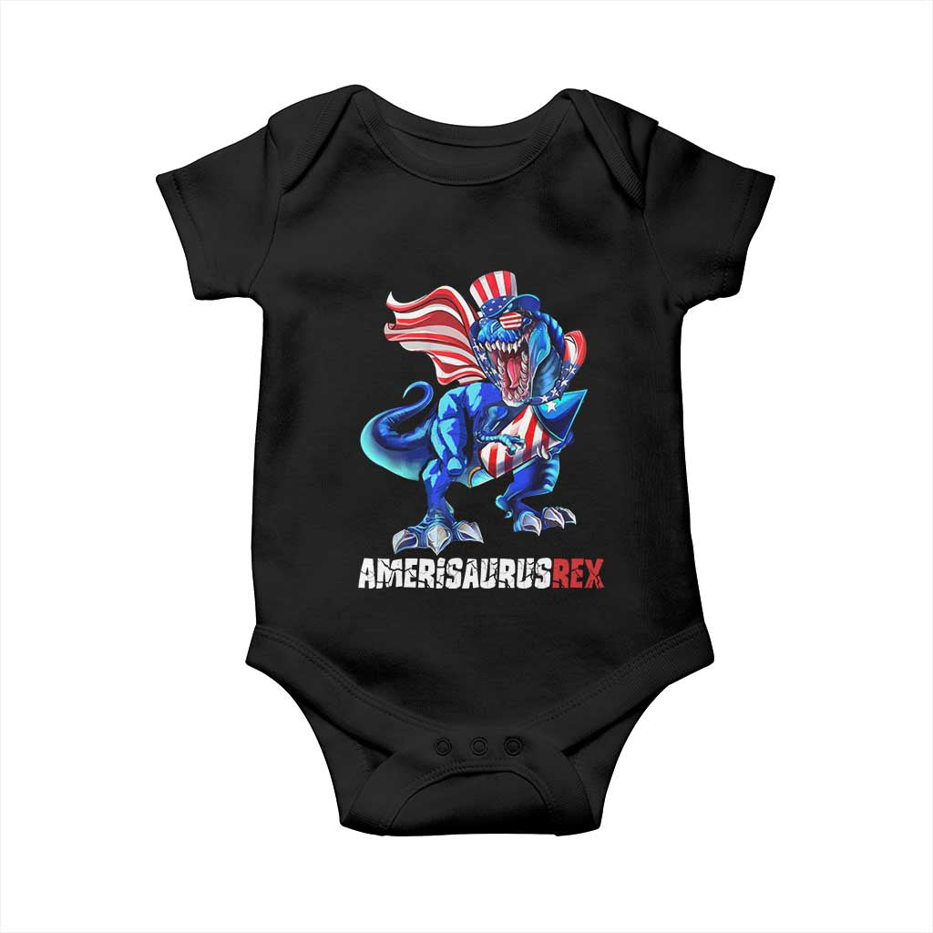 Dinosaur 4th of July Baby Onesie Funny Boys Kids Patriotic TS10 Black Print Your Wear