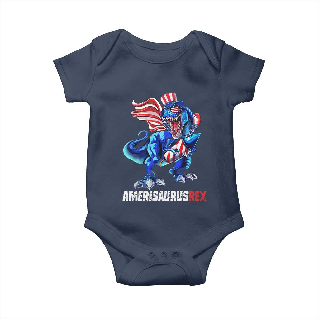 Dinosaur 4th of July Baby Onesie Funny Boys Kids Patriotic TS10 Navy Print Your Wear