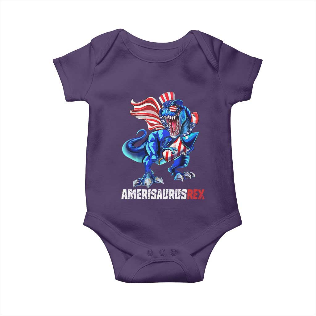 Dinosaur 4th of July Baby Onesie Funny Boys Kids Patriotic TS10 Purple Print Your Wear