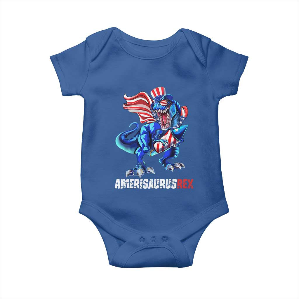 Dinosaur 4th of July Baby Onesie Funny Boys Kids Patriotic TS10 Royal Blue Print Your Wear