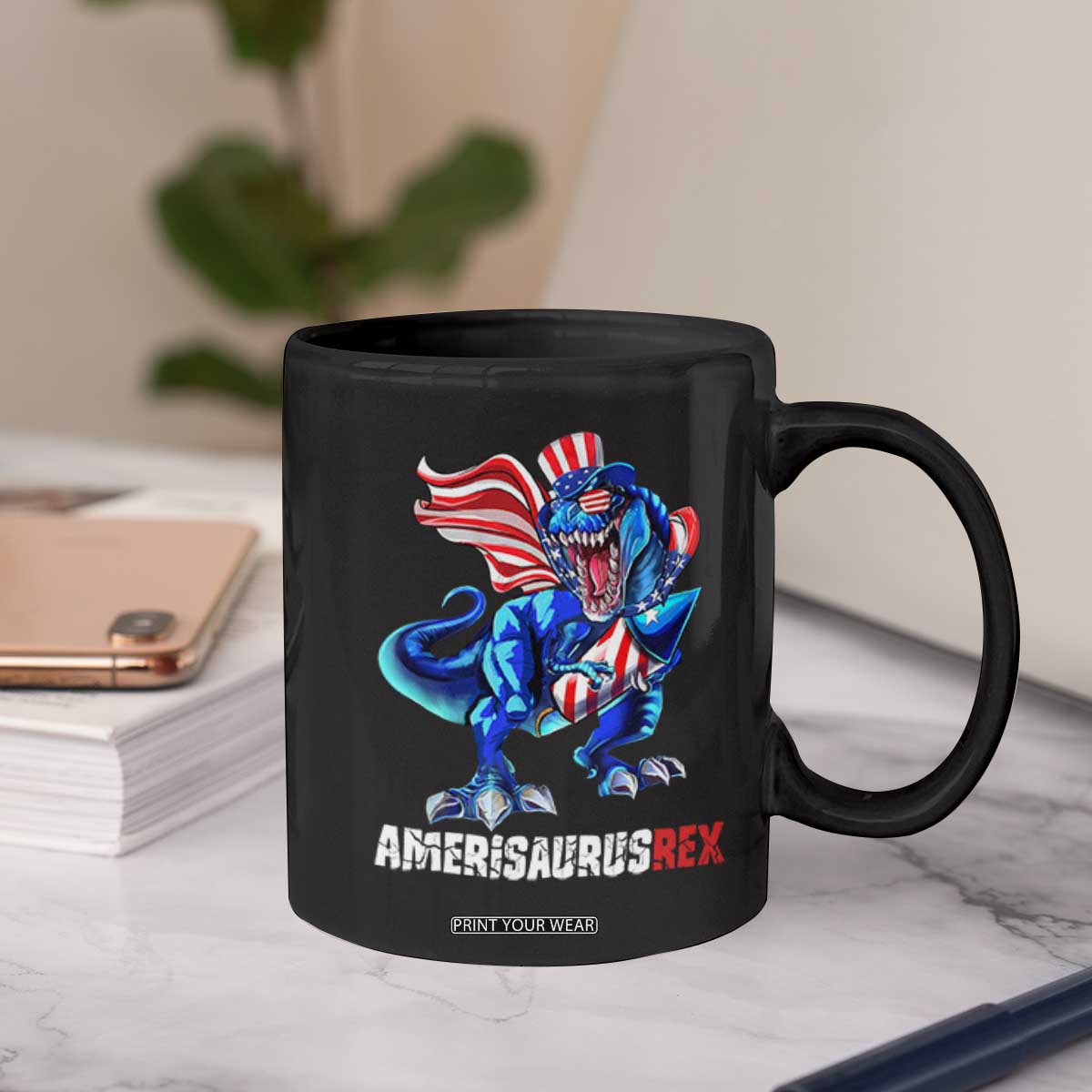 Dinosaur 4th of July Coffee Mug Funny Boys Kids Patriotic TS10 Print Your Wear