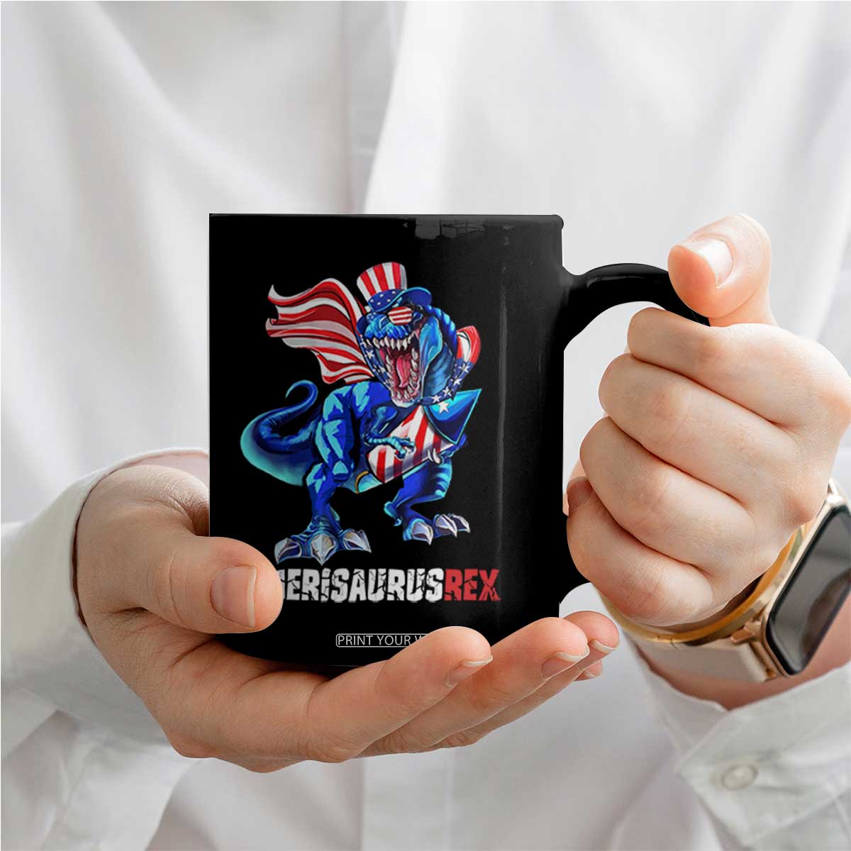 Dinosaur 4th of July Coffee Mug Funny Boys Kids Patriotic TS10 Print Your Wear