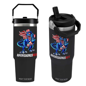 Dinosaur 4th of July Flip Straw Tumbler Funny Boys Kids Patriotic TS10 One Size: 30 oz Black Print Your Wear