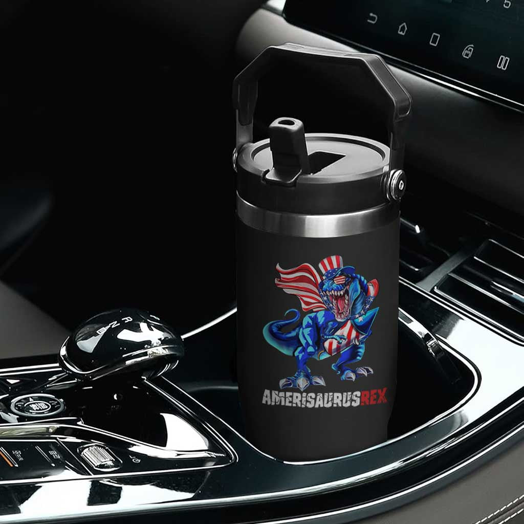 Dinosaur 4th of July Flip Straw Tumbler Funny Boys Kids Patriotic TS10 Print Your Wear