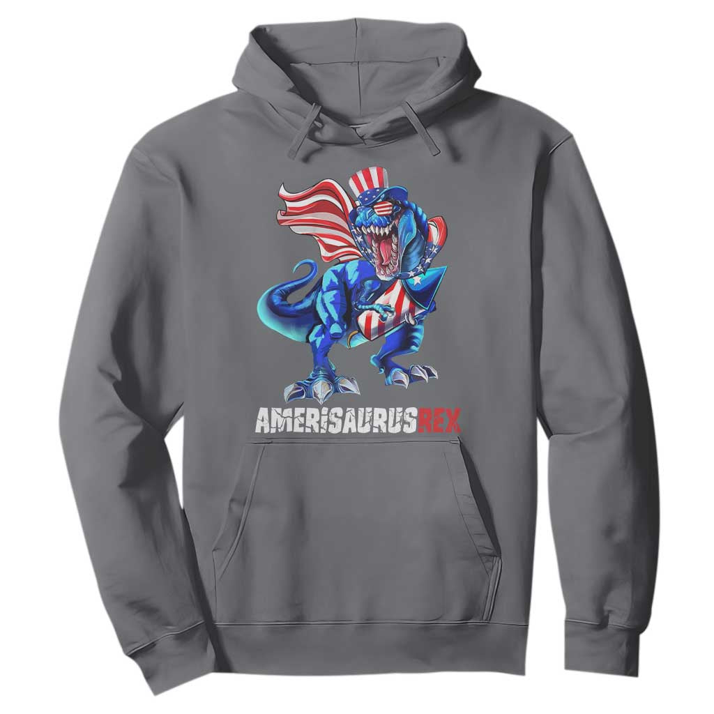 Dinosaur 4th of July Hoodie Funny Boys Kids Patriotic TS10 Charcoal Print Your Wear