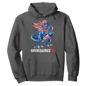 Dinosaur 4th of July Hoodie Funny Boys Kids Patriotic TS10 Dark Heather Print Your Wear