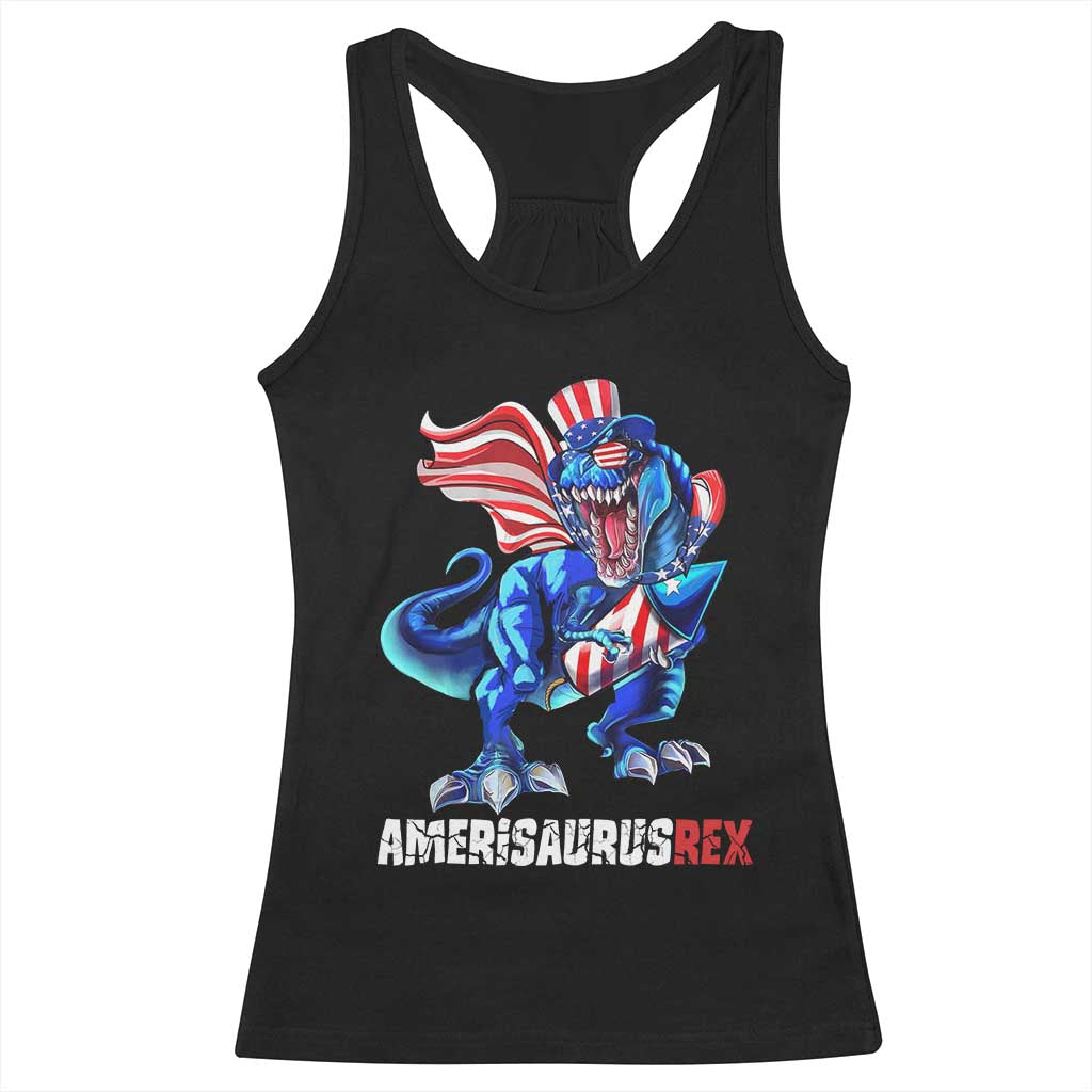 Dinosaur 4th of July Racerback Tank Top Funny Boys Kids Patriotic TS10 Black Print Your Wear