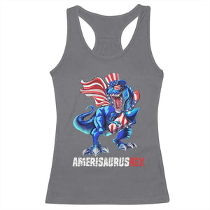 Dinosaur 4th of July Racerback Tank Top Funny Boys Kids Patriotic TS10 Charcoal Print Your Wear