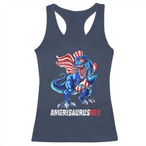 Dinosaur 4th of July Racerback Tank Top Funny Boys Kids Patriotic TS10 Navy Print Your Wear