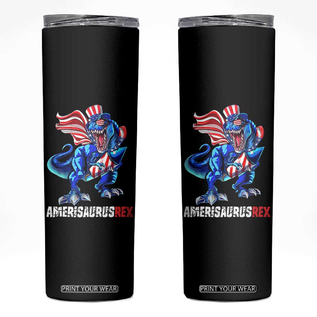 Dinosaur 4th of July Skinny Tumbler Funny Boys Kids Patriotic TS10 Black Print Your Wear