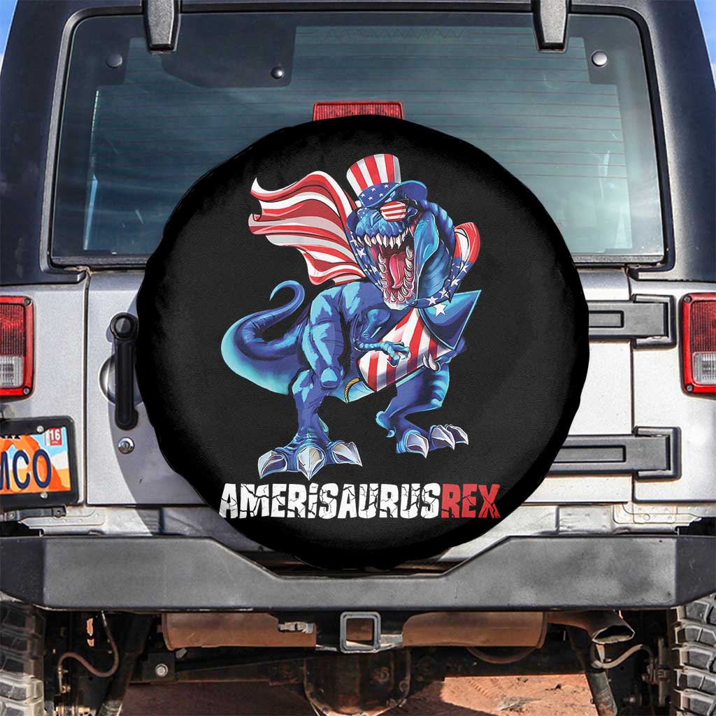 Dinosaur 4th of July Spare Tire Cover Funny Boys Kids Patriotic TS10 No hole Black Print Your Wear