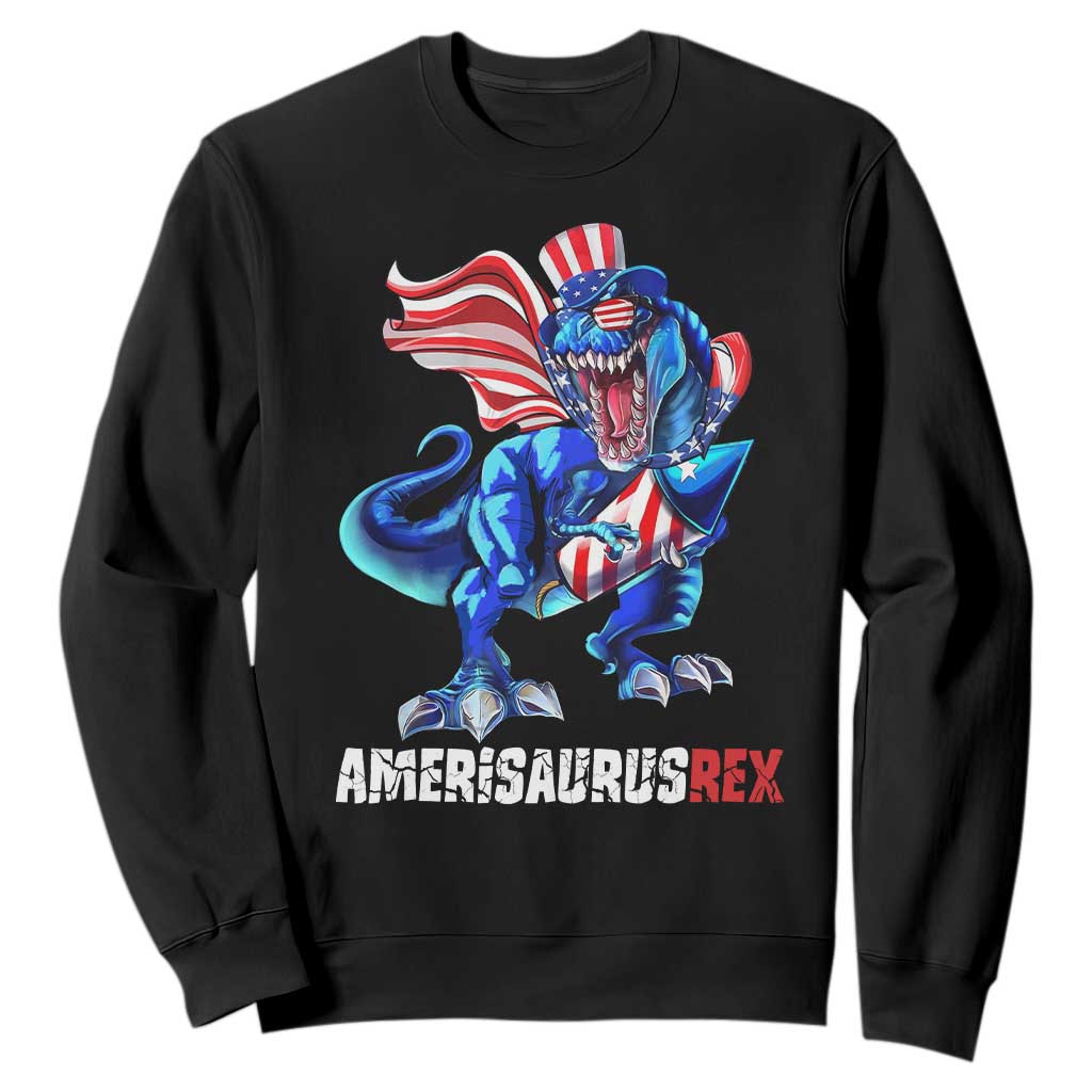 Dinosaur 4th of July Sweatshirt Funny Boys Kids Patriotic TS10 Black Print Your Wear
