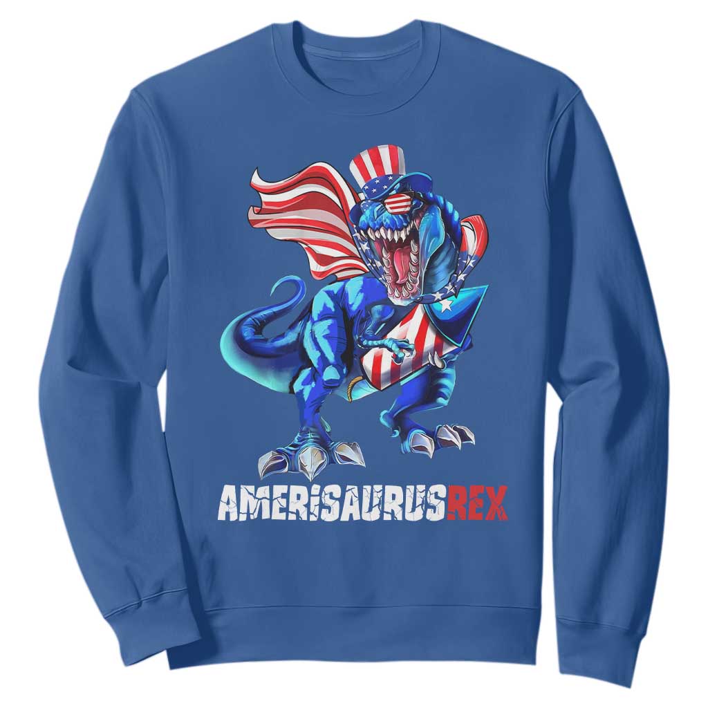 Dinosaur 4th of July Sweatshirt Funny Boys Kids Patriotic TS10 Royal Blue Print Your Wear