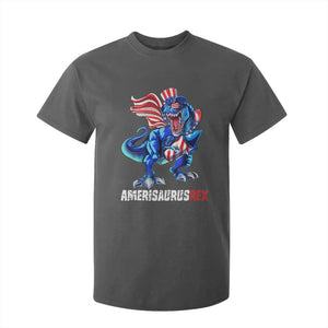 Dinosaur 4th of July T Shirt For Kid Funny Boys Kids Patriotic TS10 Dark Heather Print Your Wear
