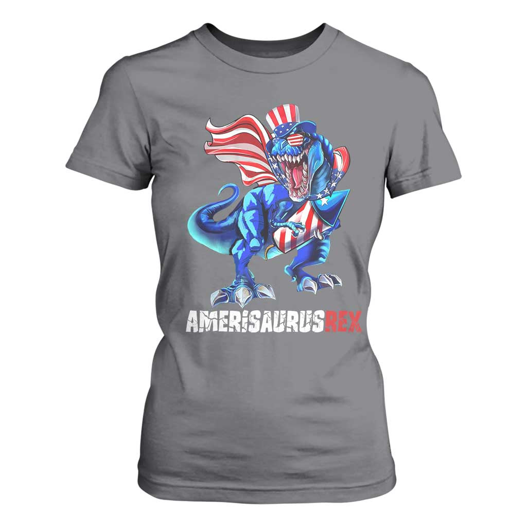 Dinosaur 4th of July T Shirt For Women Funny Boys Kids Patriotic TS10 Charcoal Print Your Wear
