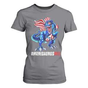 Dinosaur 4th of July T Shirt For Women Funny Boys Kids Patriotic TS10 Charcoal Print Your Wear