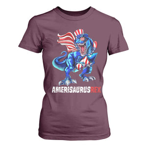 Dinosaur 4th of July T Shirt For Women Funny Boys Kids Patriotic TS10 Maroon Print Your Wear