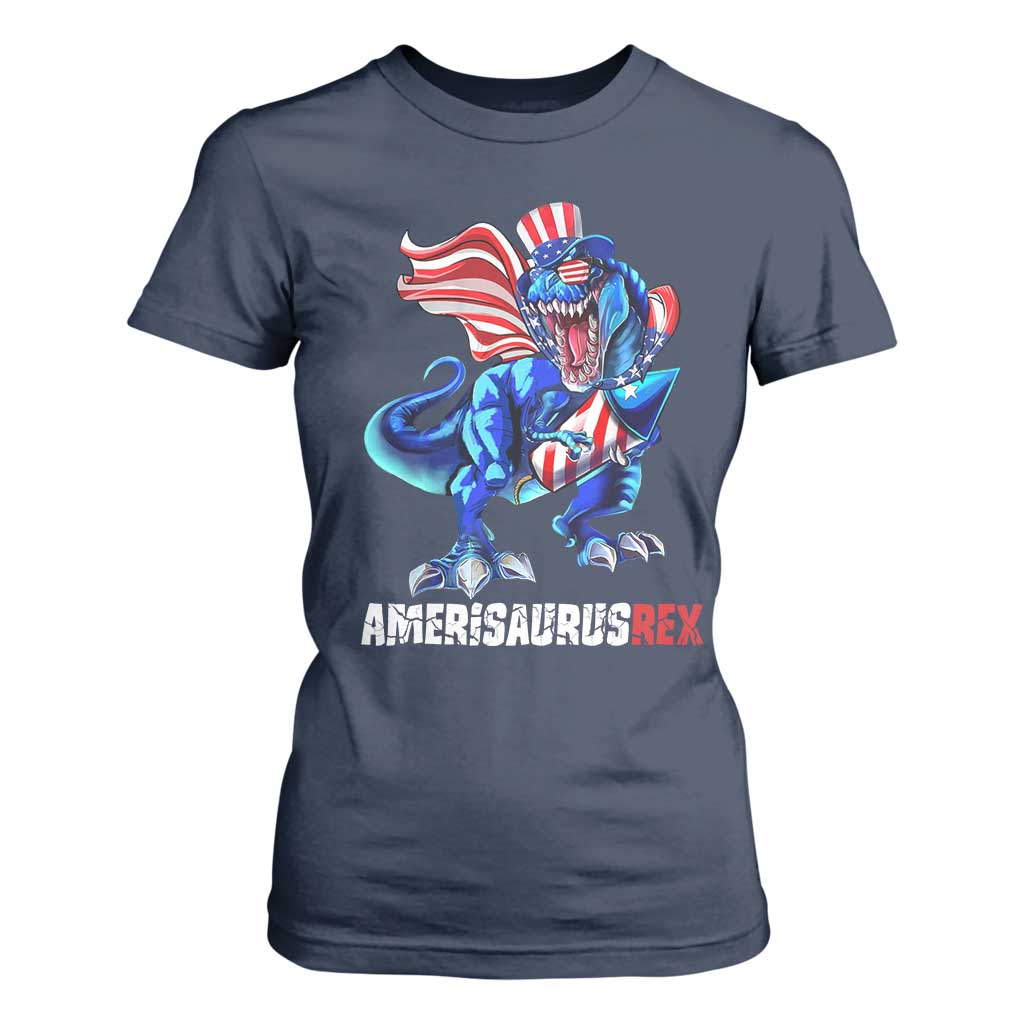Dinosaur 4th of July T Shirt For Women Funny Boys Kids Patriotic TS10 Navy Print Your Wear