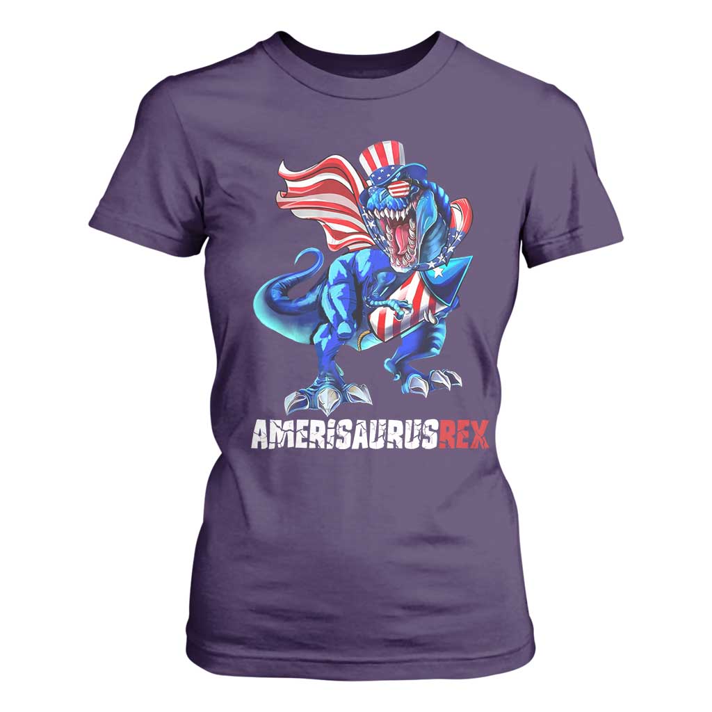 Dinosaur 4th of July T Shirt For Women Funny Boys Kids Patriotic TS10 Purple Print Your Wear