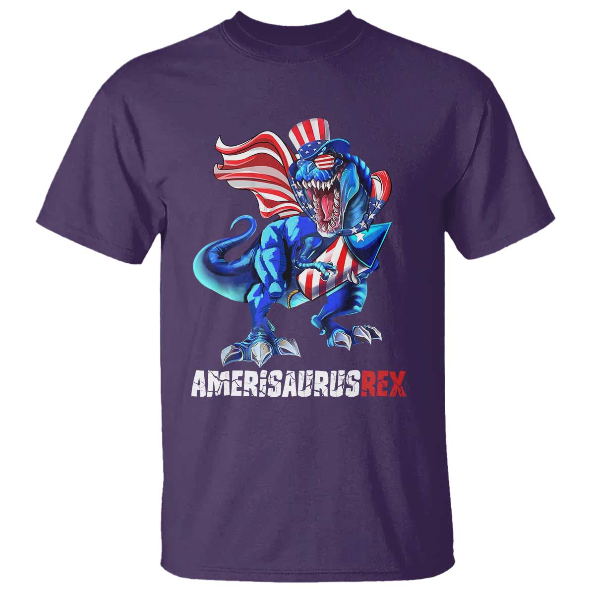 Dinosaur 4th of July T Shirt Funny Boys Kids Patriotic TS10 Purple Print Your Wear