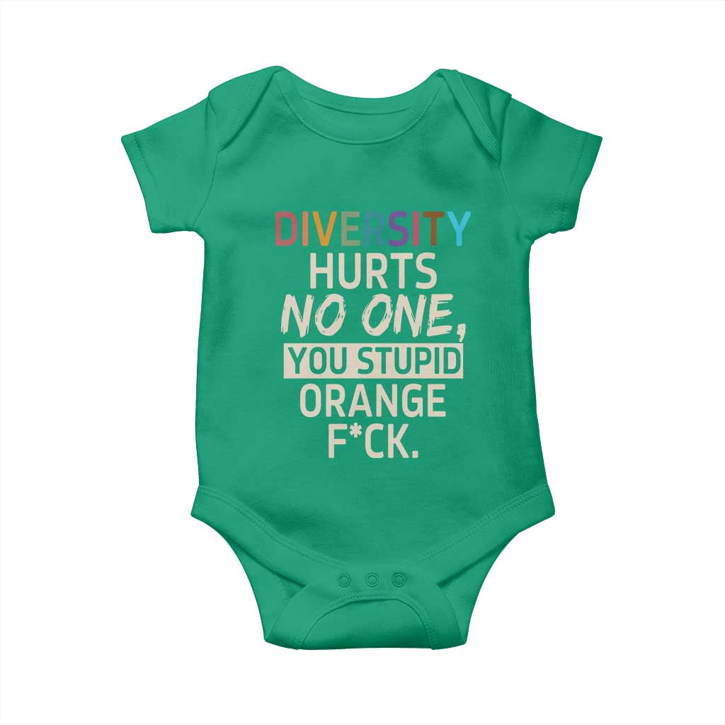 Diversity Hurts No One Baby Onesie Equality and Inclusion Bold Statement TS02 Irish Green Print Your Wear