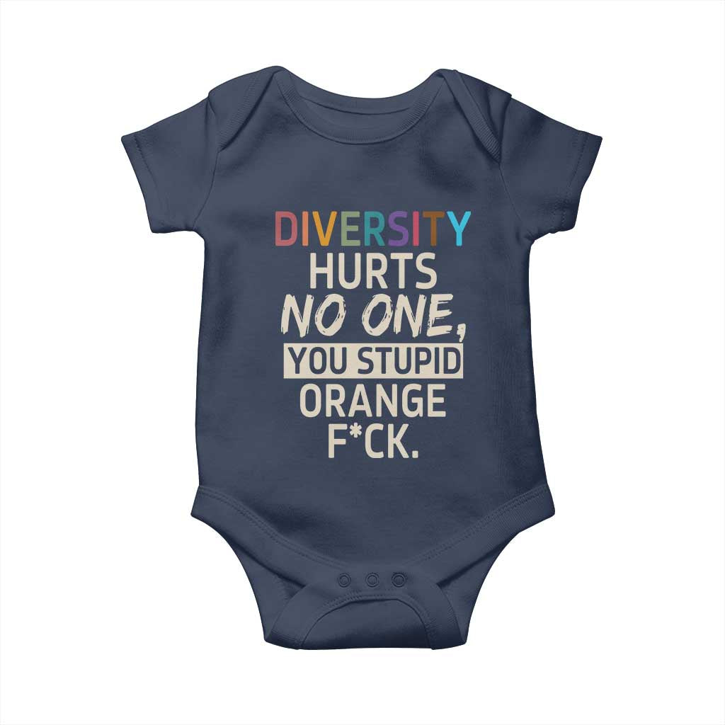 Diversity Hurts No One Baby Onesie Equality and Inclusion Bold Statement TS02 Navy Print Your Wear